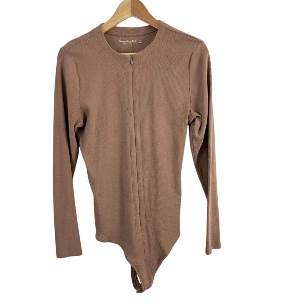 Abercrombie & Fitch‎ Soft A&F Rib Bodysuit Size XL Long Sleeve Front Zip